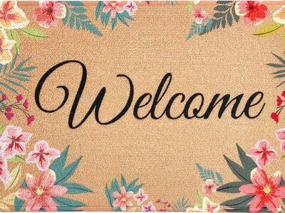 Welcome Mats Outdoor Flowers, Front Door Mat Home Entrance, Indoor Welcome Mat for Entryway, Florals Spring Summer Door Mat, Large Rubber Entry Welcome Rugs, Non Slip Floor Doormat, 19.5" x 31.5"