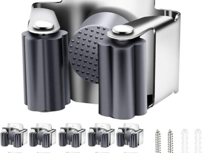Verdenu 10 Pack Broom Holder Wall Mount - Stainless Steel Command Broom Holder with Screws, Garden Tool Rack Wall Mount for Kitchen, Home, Bathroom, Garage Storage, Mop and Broom Holder Wall Mount