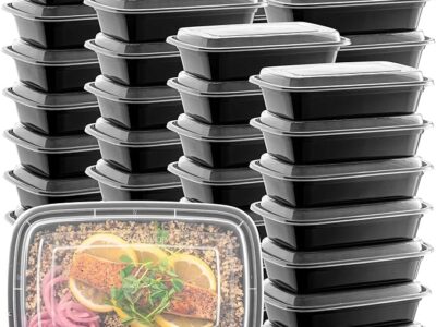 50-Pack Reusable Meal Prep Containers Microwave Safe Food Storage Containers with Lids, 28 oz - 1 Compartment Take Out Disposable Plastic Bento Lunch Box To Go, BPA Free - Dishwasher & Freezer Safe
