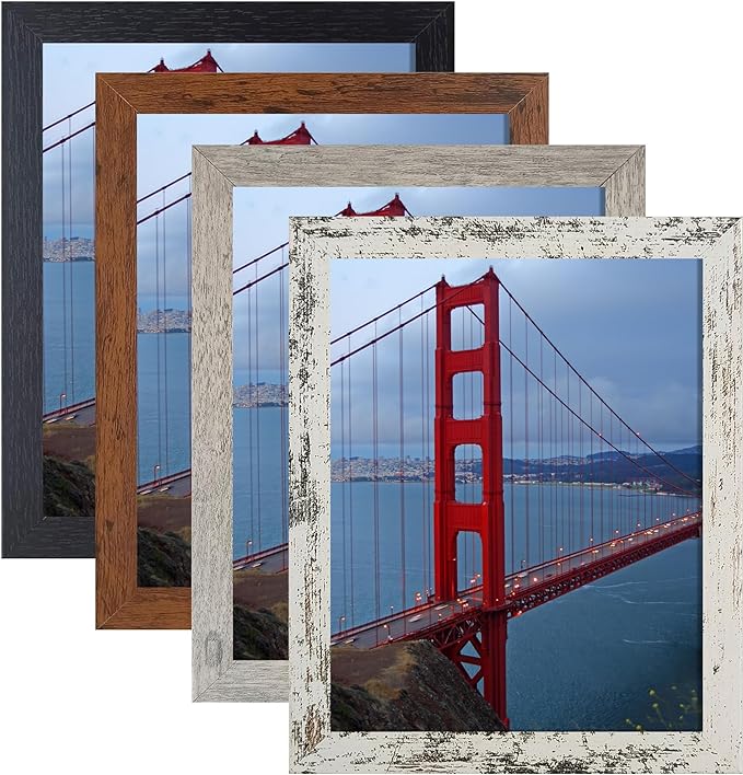 BESCRCL 8×10 Picture Frame for Wall Mounting or Tabletop, Picture Frames in 4 Different Finishes