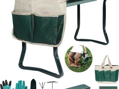 Garden Kneeler and Seat with Thicken Widen Soft Kneeling Pad，Heavy Duty Bench for Kneeling and Sitting Prevent Knee & Back Pain, with 3 Garden Tools, Pouch Bag, Gloves,Garden Gift for Women, Parents