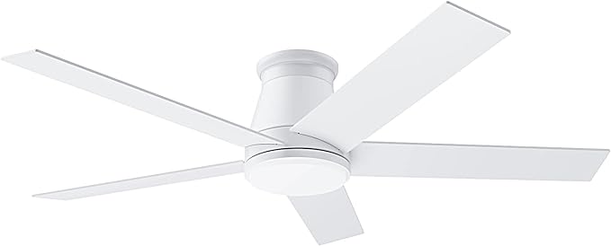 52 inch Ceiling Fan with Light, White Flush Mount Ceiling Fan 6 Speeds