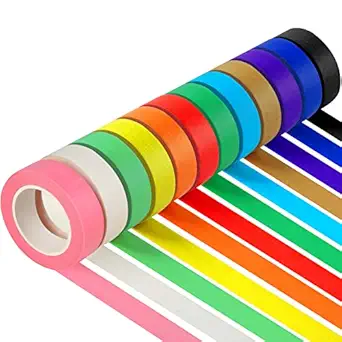 12PCS Colored Masking Tape, Kids Art Supplies Colored Tape