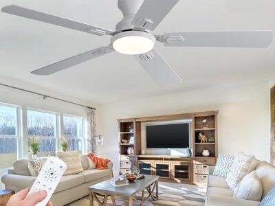 52 Inch White Ceiling Fans with Lights and Remote