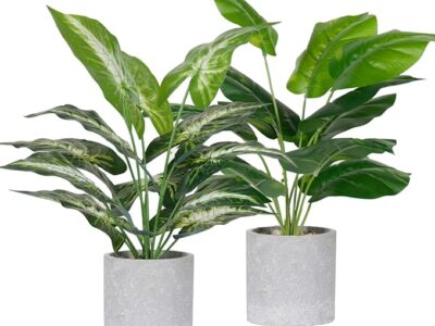 2 Pack Fake Plants Artificial Potted Faux Plants