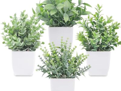 4 Packs Fake Plants Mini Artificial Greenery Potted Plants