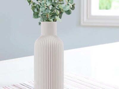 White Ceramic Vase, Flower Vase, Minimalist Modern Home Decor