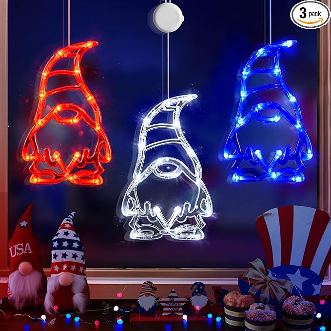 3 Pack Red White and Blue Lights with Timer Function