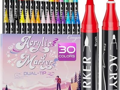30 Colors Dual Tip Acrylic Paint Markers