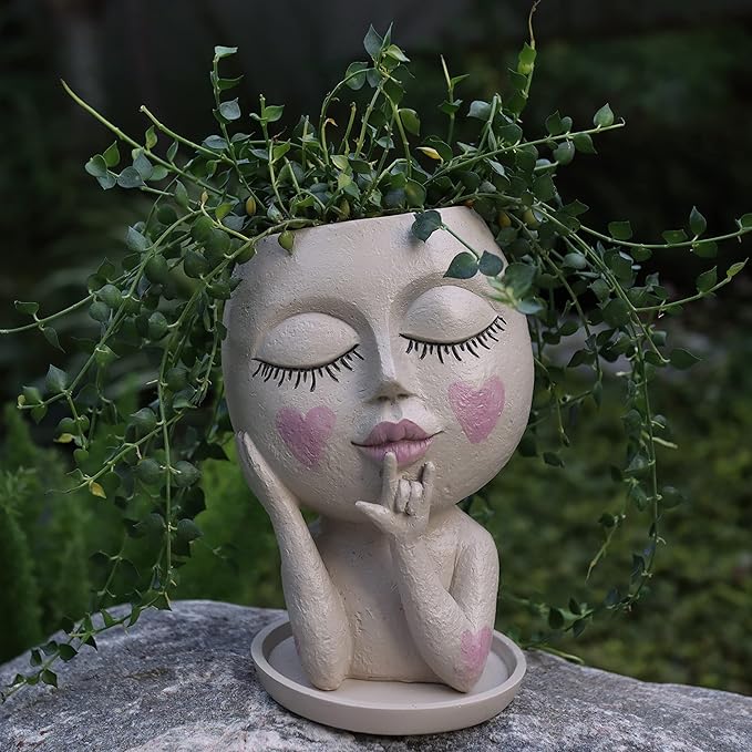 Cute Resin Face Planters for Indoor Outdoor Plants