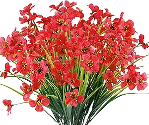 12 Bundles Artificial Flowers Outdoor UV Resistant