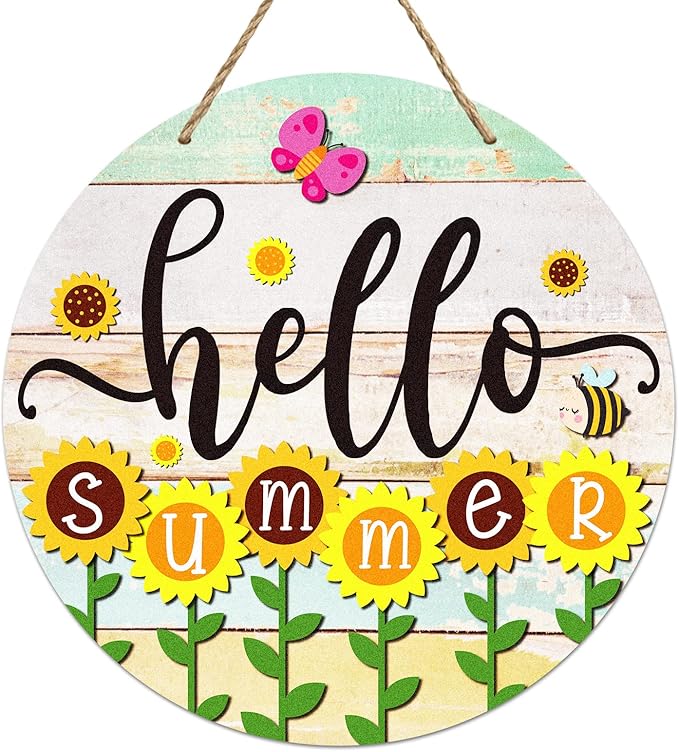 11.8″ Farmhouse Sunflower Summer Front Door Decor Sign