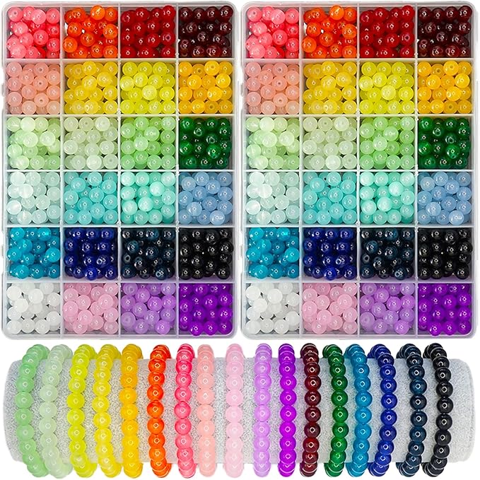 24 Colors 8mm Crystal Beads Bracelets Making Kit