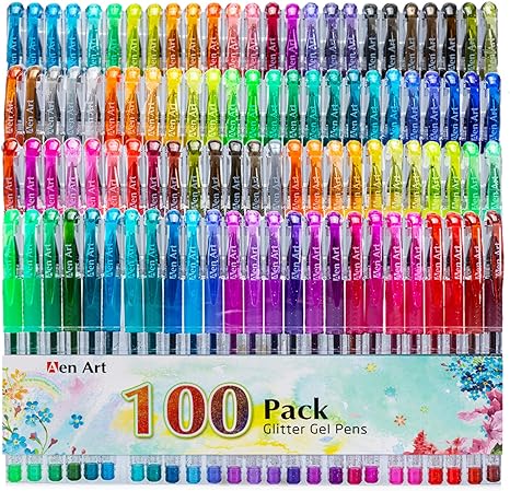 100 Color Glitter Pen Set for Making Cards