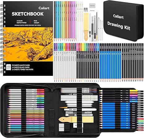 176PCS Art Supplies Sketching Kit with 100 Sheets