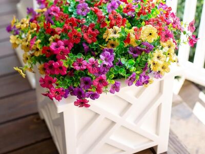 Fake Plants Flowers for Outdoor Outside Spring Summer Decoration