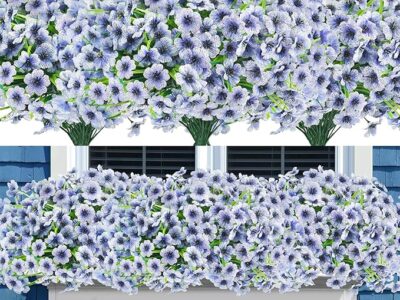 16 Bundles Artificial Flowers for Outdoors UV Resistant