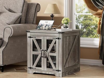 Rustic Wood Square Nightstand