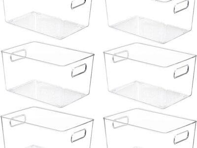 6 Pack Clear Pantry Organizer Bins