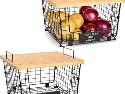 2 Set Stackable Wire Basket