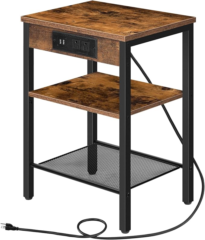 3-Tier Nightstand with Adjustable Shelf