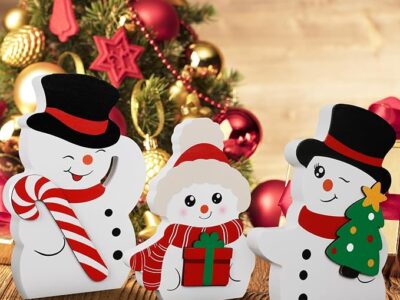 Snowman Blocks Xmas Table Decoration