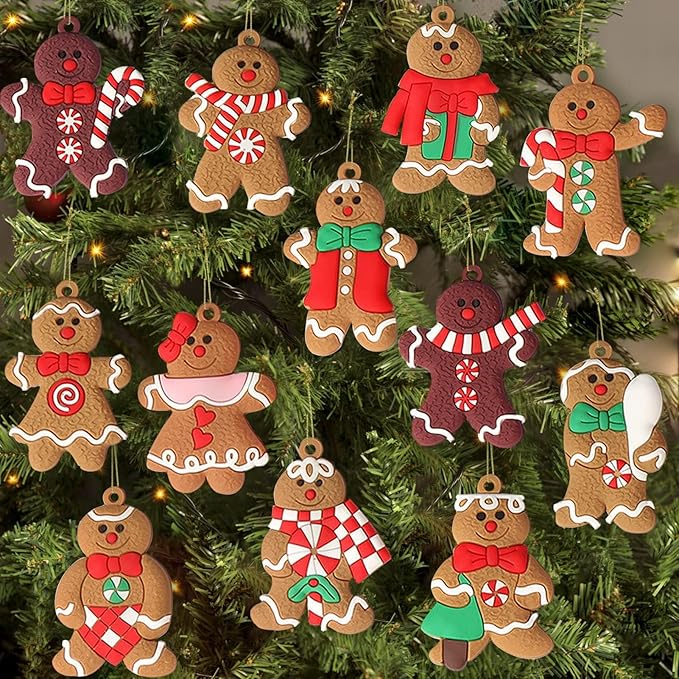 12pcs Gingerbread Man Ornaments