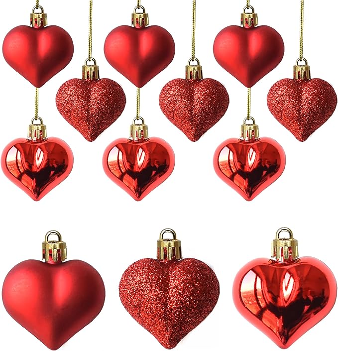 12Pcs Heart Ornaments