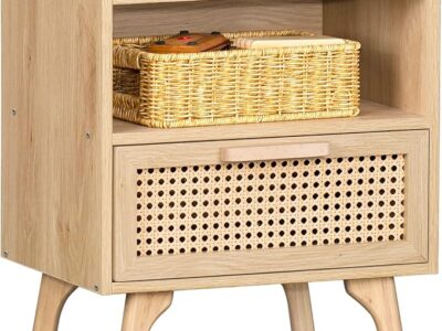 Cane Accent Bedside End Table
