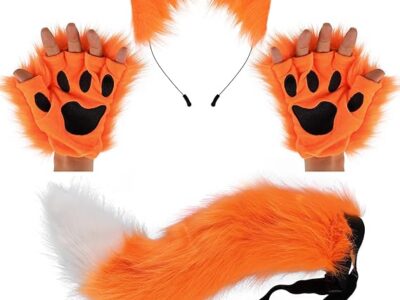 Fox Tail Clip Ears and Gloves Set