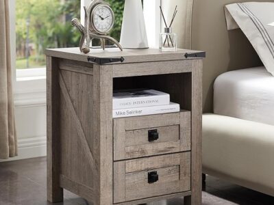 Side Table with 2 Drawers Storage