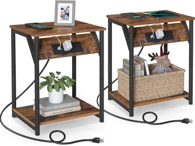 Bedside Table with Storage Shelf