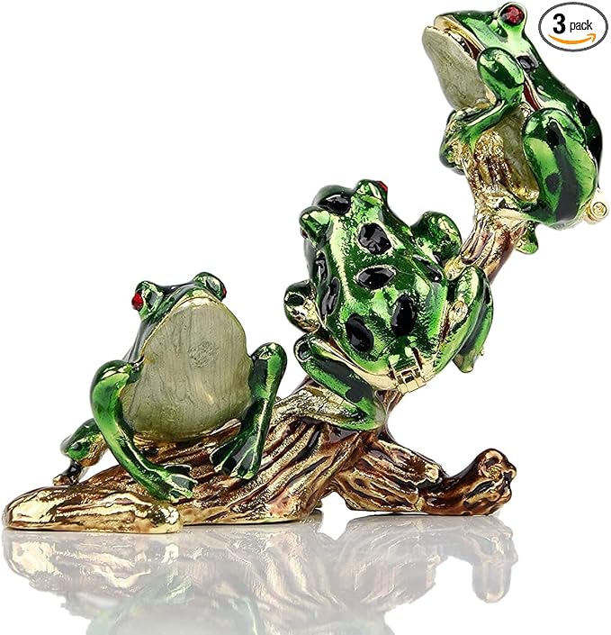 3 Frog Figurines