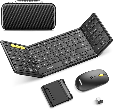 Foldable Keyboard and Mouse, Samsers Folding Bluetooth Keyboard Mouse Combo