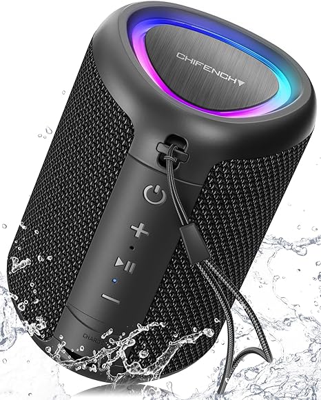 Portable Bluetooth Speaker with Lights, Powerful Crystal Clear Sound