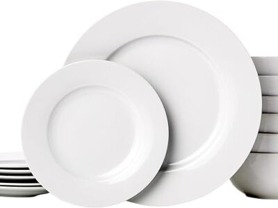 18-Piece White Dinnerware Set, Plates, Bowls, Service for 6