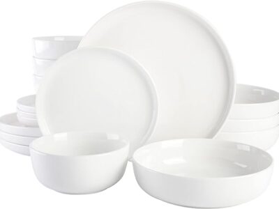 Gibson Home Oslo Porcelain Chip and Scratch Resistant Dinnerware Set, Service for 4 (16pcs)