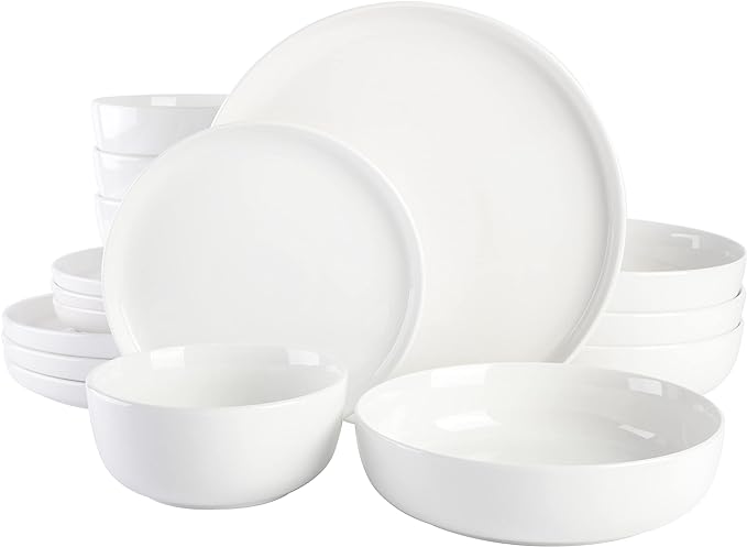 Gibson Home Oslo Porcelain Chip and Scratch Resistant Dinnerware Set, Service for 4 (16pcs)