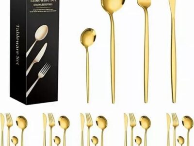 24-Piece Gold Silverware Set, Stainless Steel Flatware Set for 6