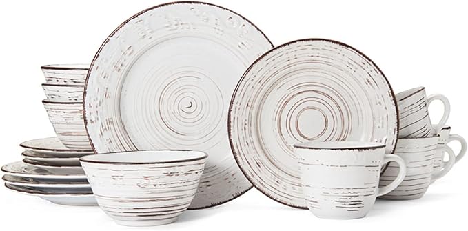 Pfaltzgraff Trellis White 16-Piece Dinnerware Set, Service for 4