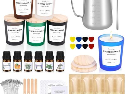 Candle Making Kit for Adult, Homemade DIY Candle Making Supplies Include Soy Wax, Wicks, Glass Candle Containers