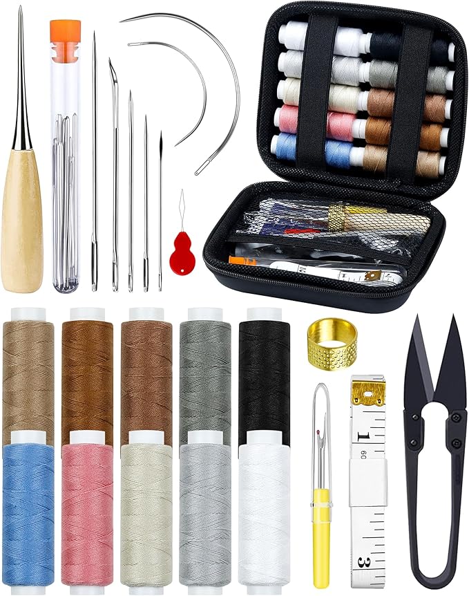 PLANTIONAL Upholstery Repair Sewing Kit: 47 Pieces Heavy Duty Sewing Kit