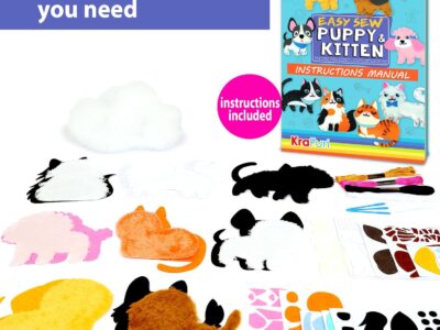 KRAFUN Easy Sewing Kit for Beginner Kids Arts & Crafts, 8 Easy DIY Projects