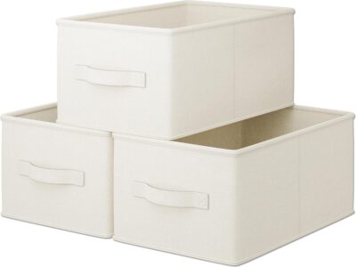 3 Pack Fabric Storage Bins for Shelves | 14¾" L*10¼" W*8" H Closet Storage Bins | Collapsible Storage Bins for Organization