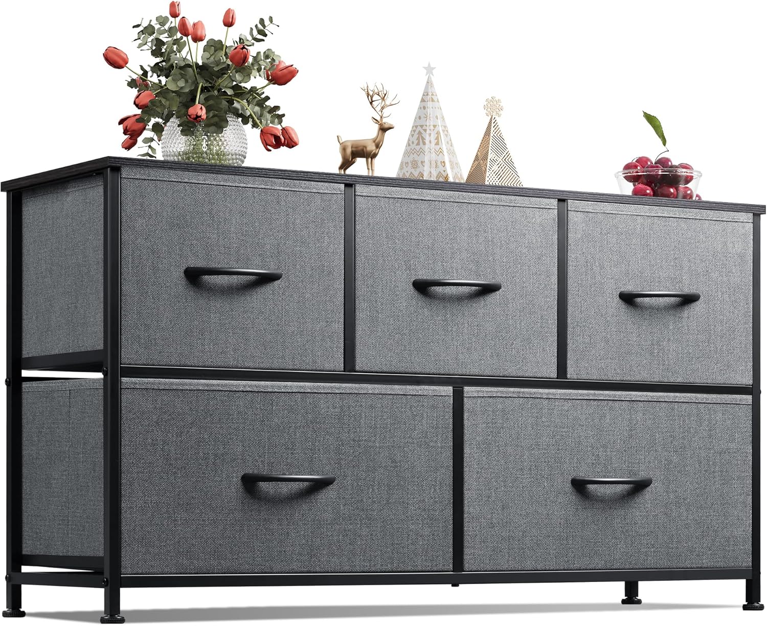 Dresser for Bedroom with 5 Drawers, Wide Chest of Drawers, Fabric Dresser, Storage Organizer Unit