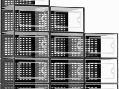 X-Large Shoe Storage Boxes Organizers Clear Plastic Stackable 12 Pack, Shoe Rack & Holder Substitute