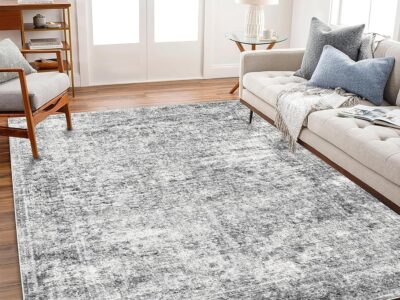 Washable Rug Gray Vintage Rug Traditional Floor Cover