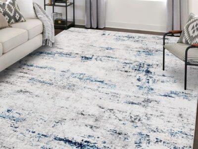 5x7 Large Soft Indoor Carpet Modern Abstract Rug with Non Slip Rubber Backing