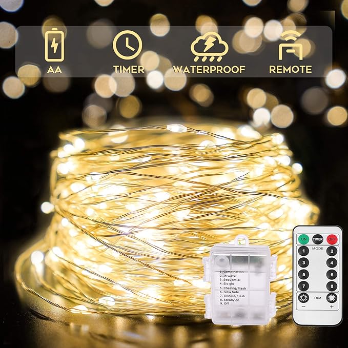 66ft 200 LED Outdoor String Lights, Warm White