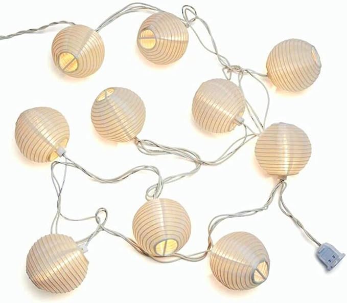 White Lantern String Lights Plug in, 8.5Ft Hanging Indoor